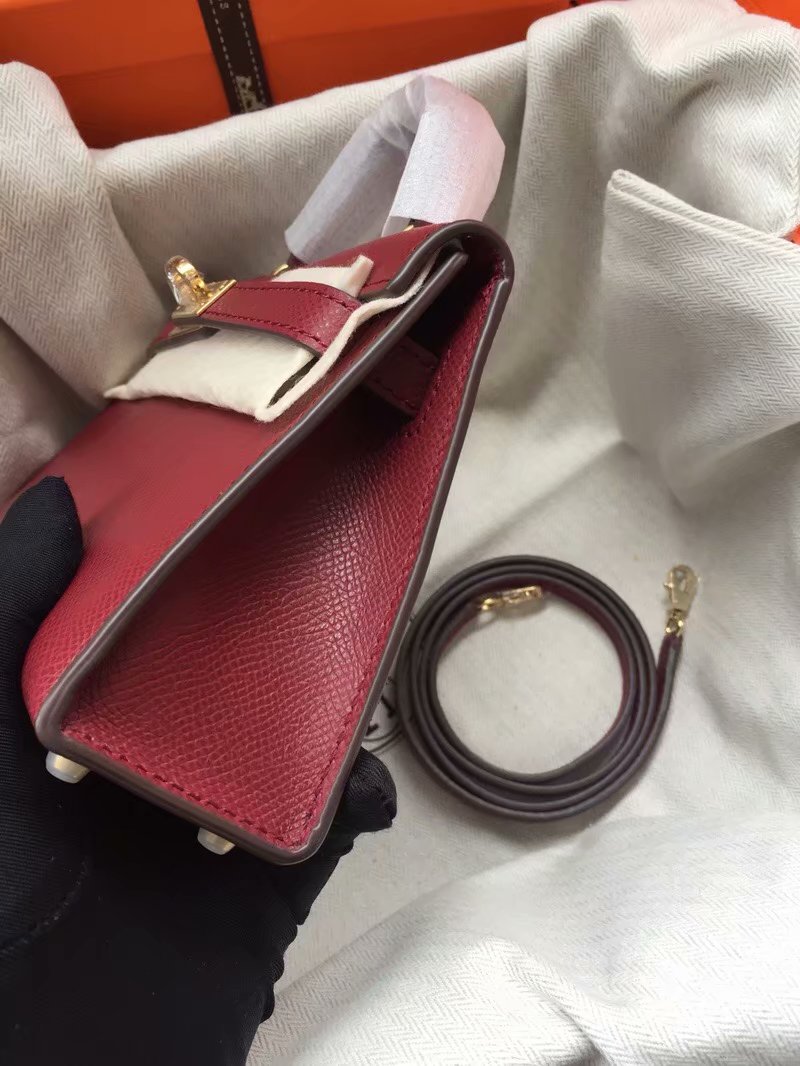 Hermes Kelly 19cm Shoulder Bags Epsom Leather KL19 fuchsia 