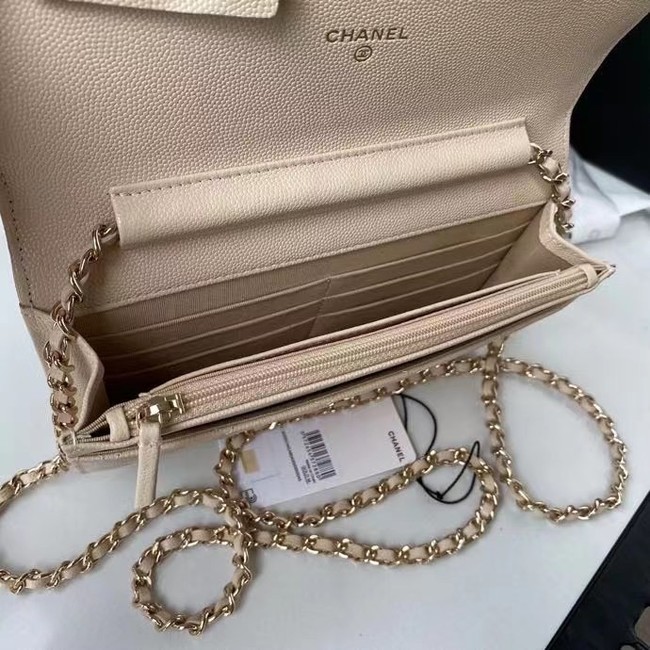 CHANEL mini wallet on chain AP2136 Apricot