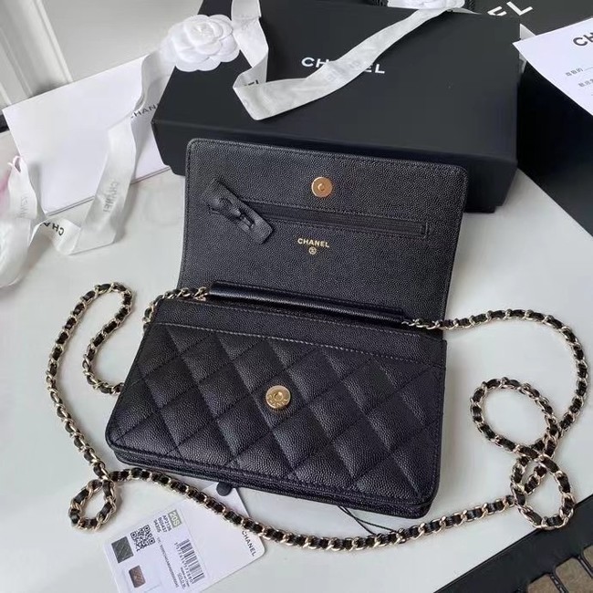 CHANEL mini wallet on chain AP2136 black