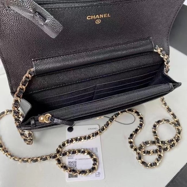 CHANEL mini wallet on chain AP2136 black