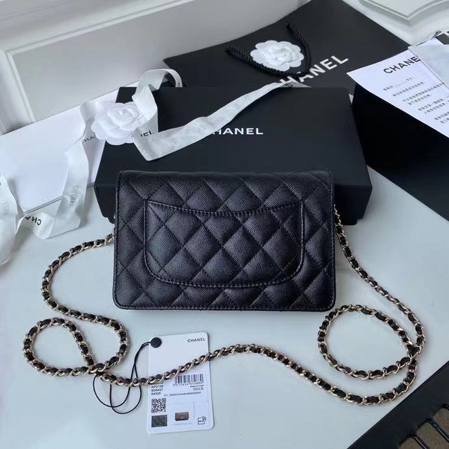 CHANEL mini wallet on chain AP2136 black