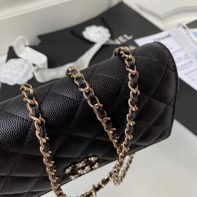 CHANEL mini wallet on chain AP2136 black