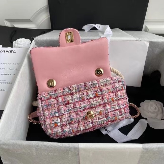 chanel flap bag Tweed 0593 pink