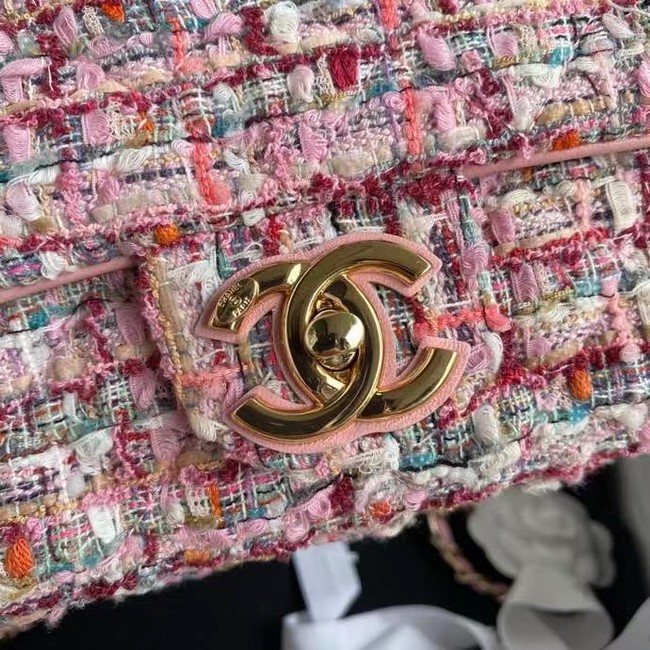 chanel flap bag Tweed 19SS pink