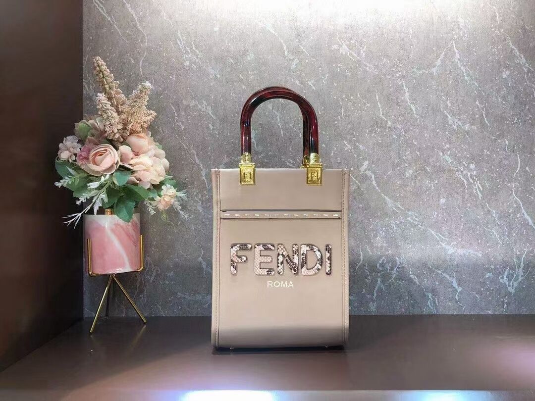 FENDI MINI SUNSHINE SHOPPER leather mini-bag 8BS051ABV grey