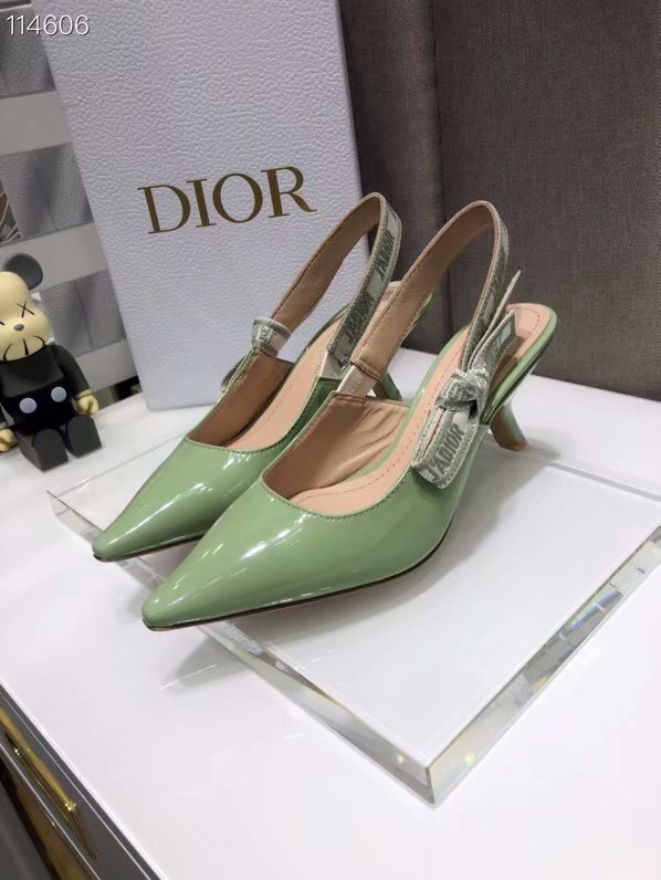 JADIOR SLINGBACK PUMP Patent Calfskin Dior772DJ-2 6.5 cm comma heel