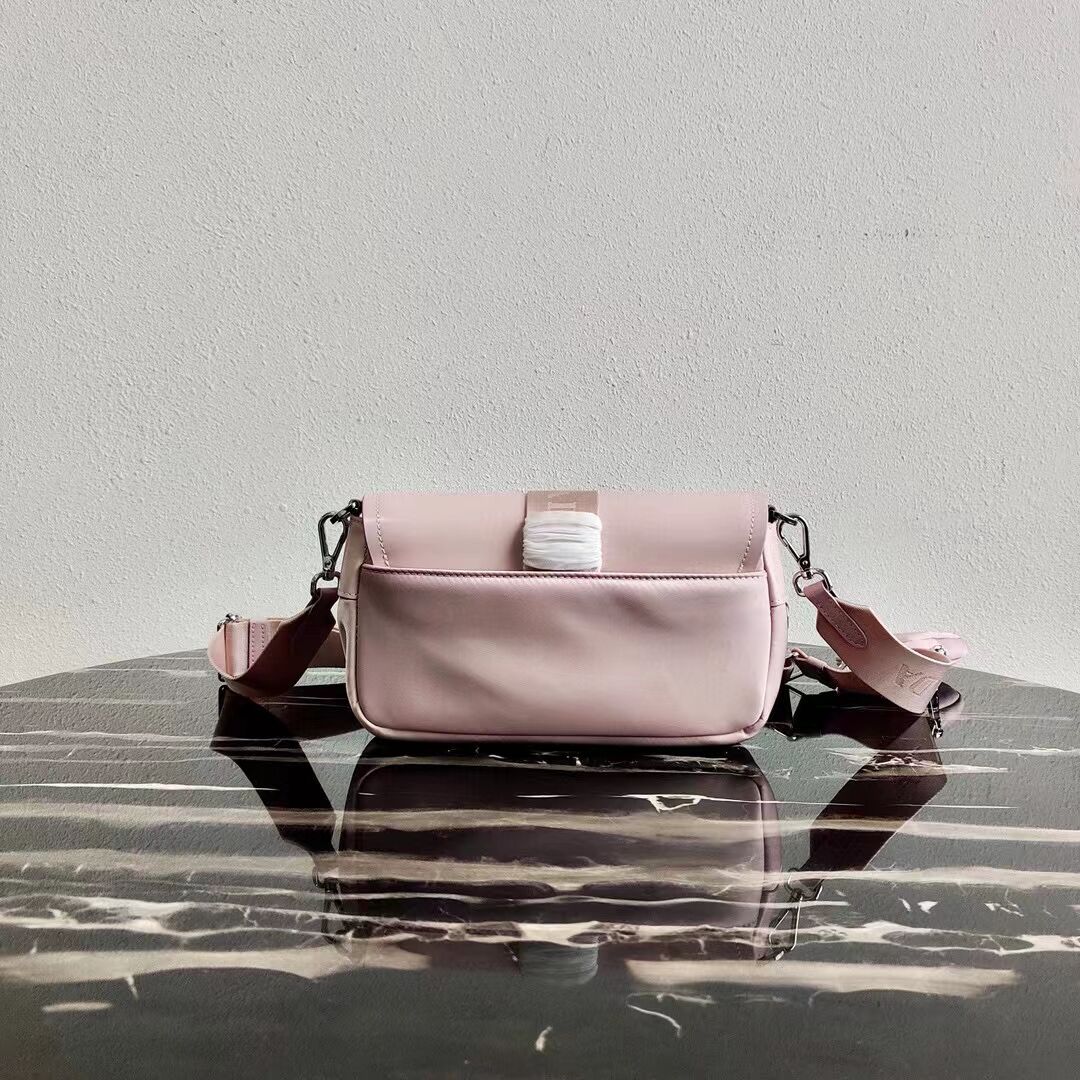 Prada Pocket nylon and brushed leather bag 1BD295 pink