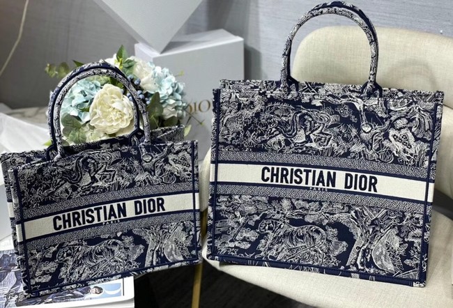 DIOR BOOK TOTE Blue Toile de Jouy Reverse Embroidery M1286ZR