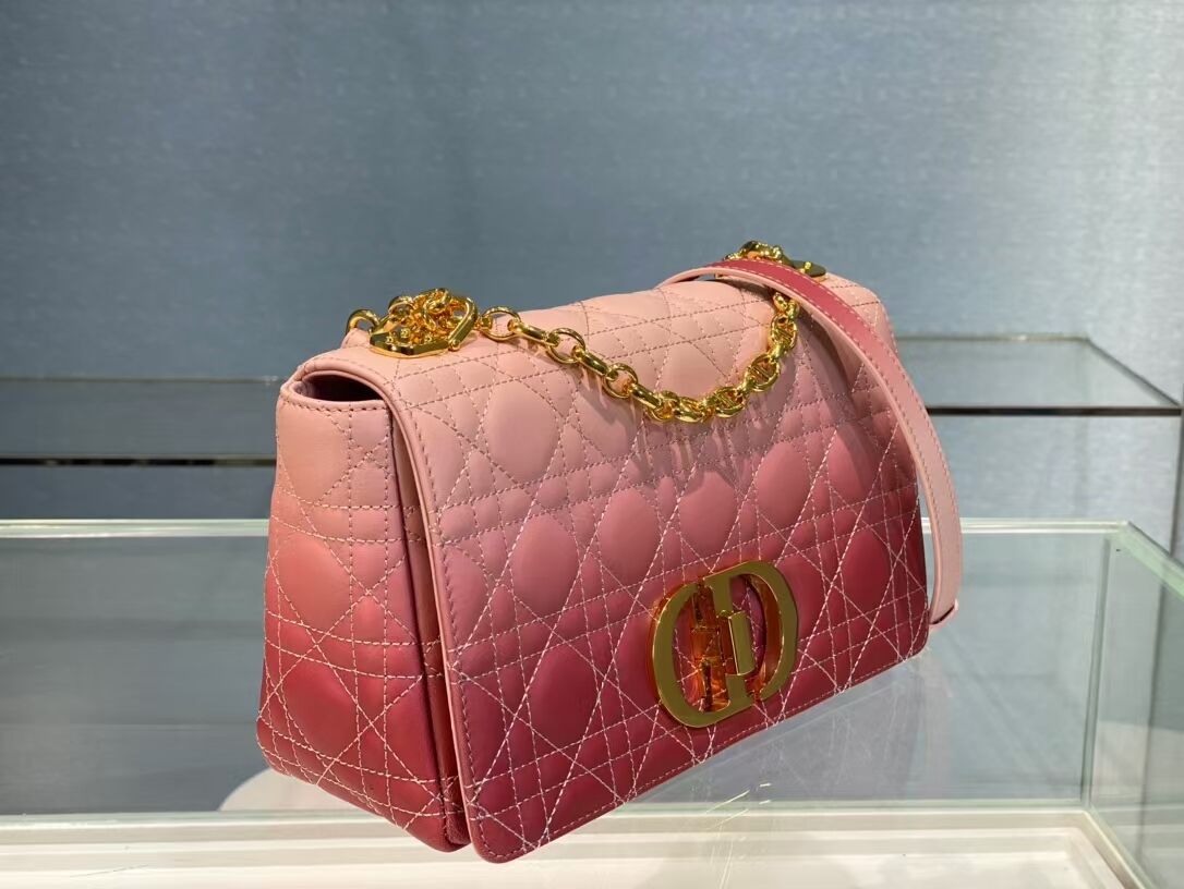 MEDIUM DIOR CARO BAG Soft Cannage Calfskin C8618 pink