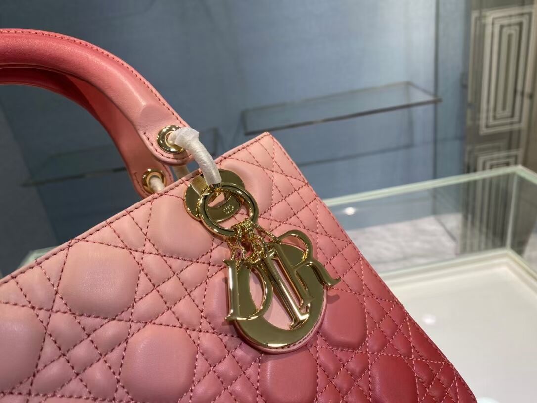 MEDIUM LADY DIOR BAG Pink Gradient Cannage Lambskin M0565OS