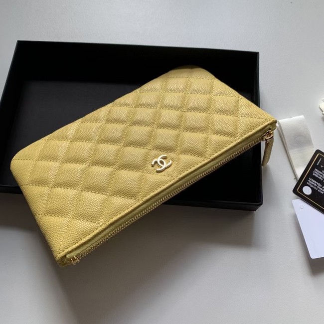 CHANEL 19 Caviar Original Leather Carry on bag AP1060 yellow