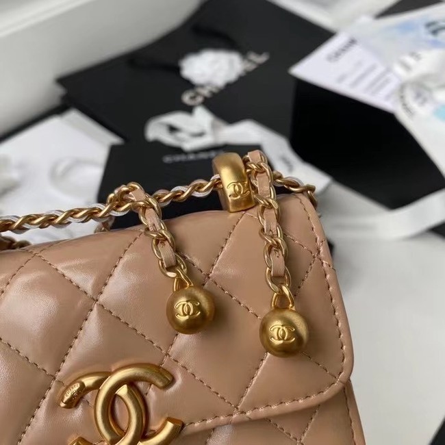 CHANEL mini wallet on chain AP2290 brown