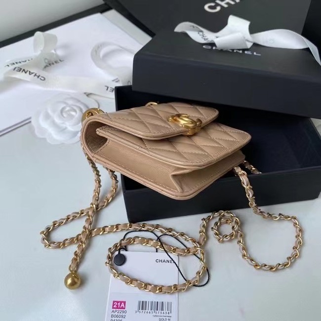 CHANEL mini wallet on chain AP2290 brown