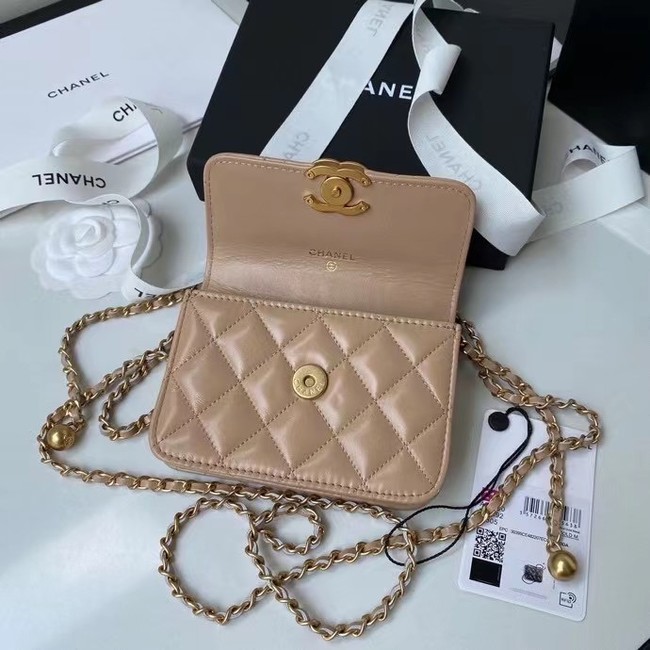 CHANEL mini wallet on chain AP2290 brown