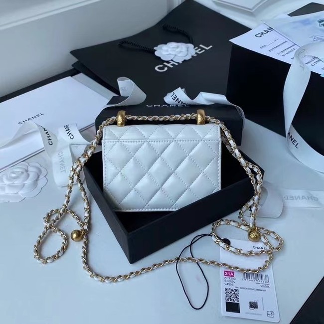 CHANEL mini wallet on chain AP2290 white