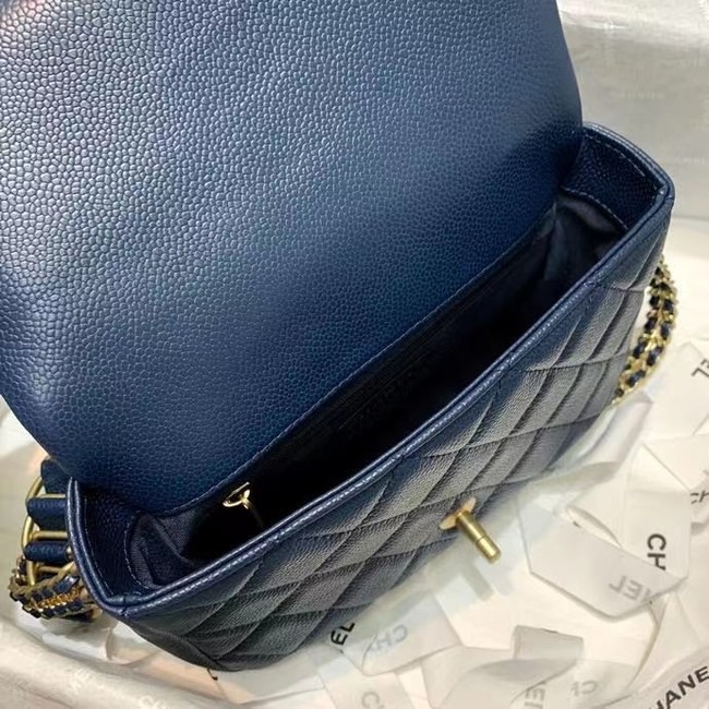 Chanel Flap Shoulder Bag Original leather AS2543 dark blue