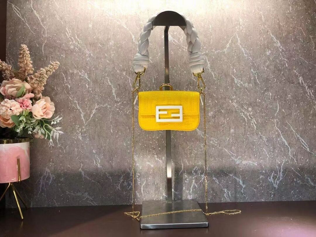 Fendi mini BAGUETTE cotton bag F6550 yellow