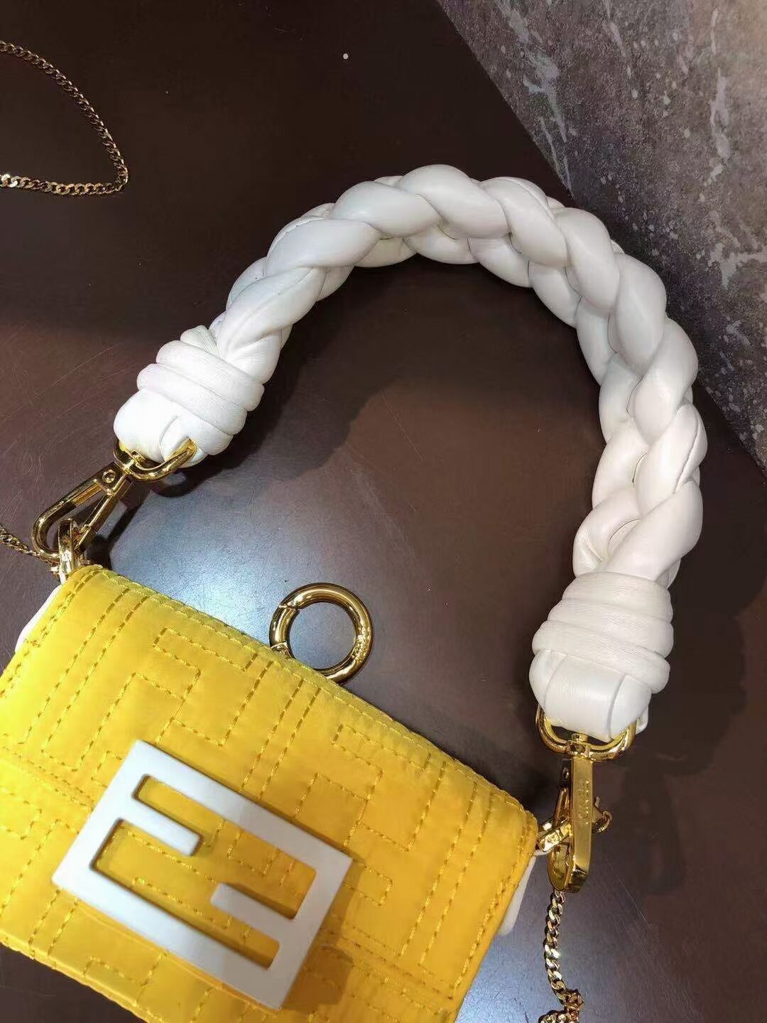 Fendi mini BAGUETTE cotton bag F6550 yellow