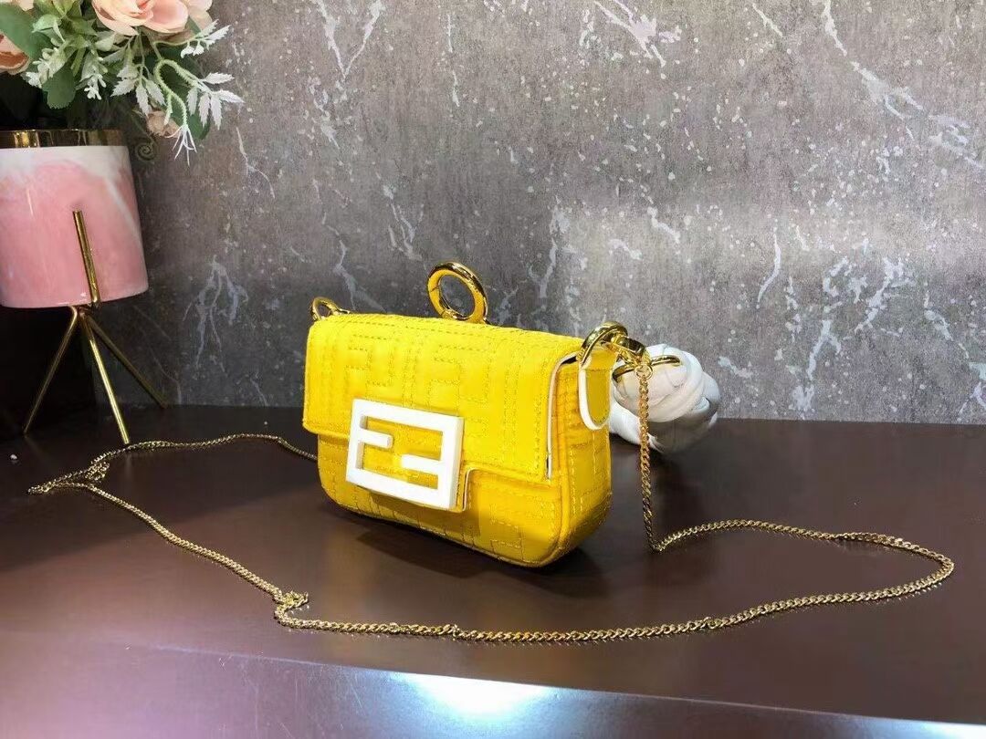 Fendi mini BAGUETTE cotton bag F6550 yellow