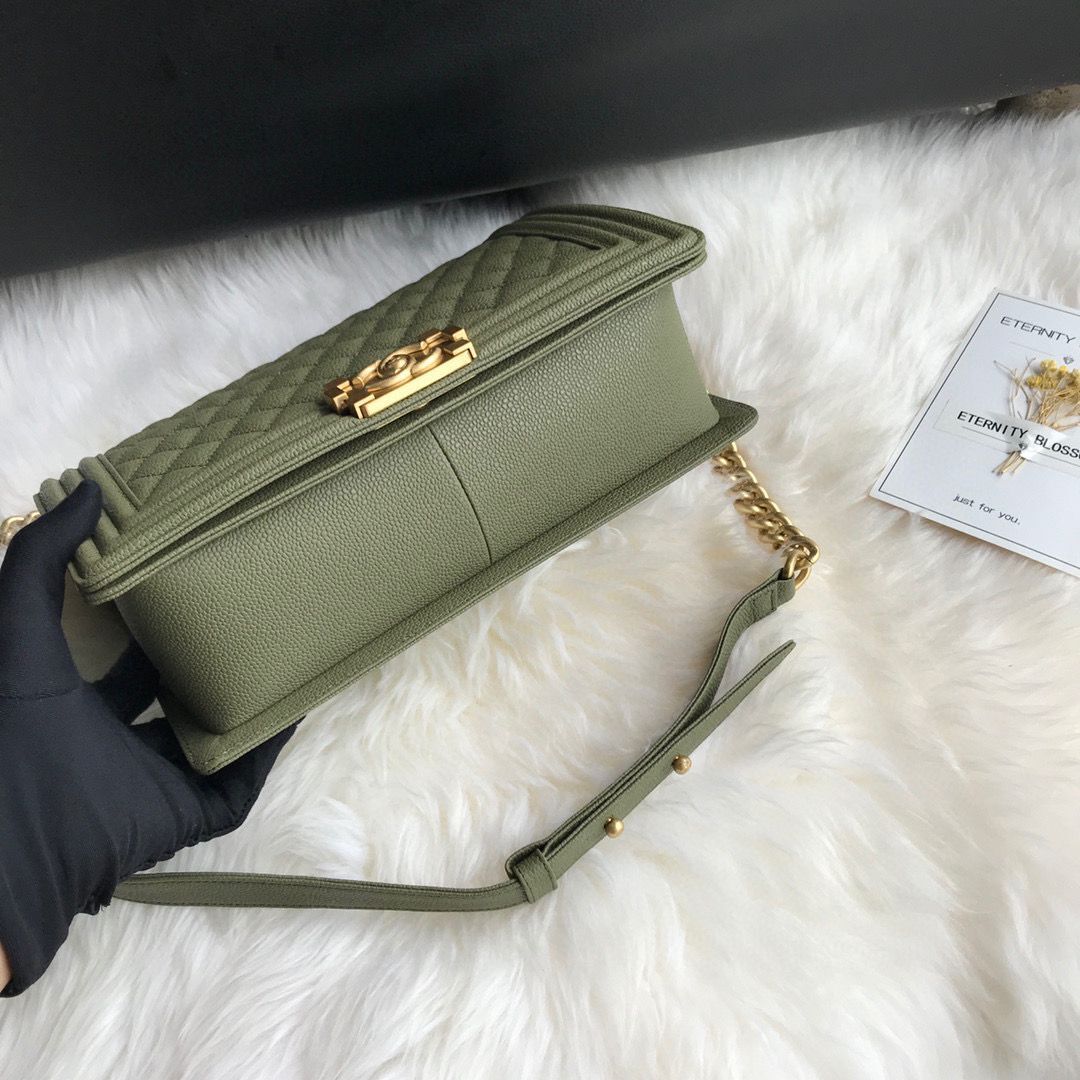 Boy Chanel Flap Bags Original Caviar Leather A67088 Dark Green