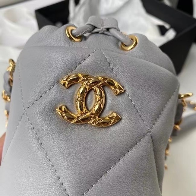 Chanel Drawstring Bag Lambskin & Gold Metal AP2330 grey