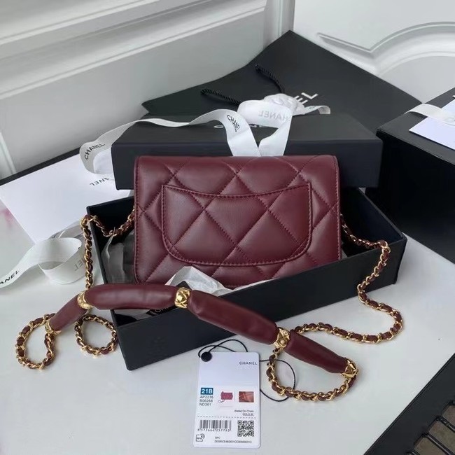 Chanel Flap Shoulder Bag mini Original leather AS2755 Wine