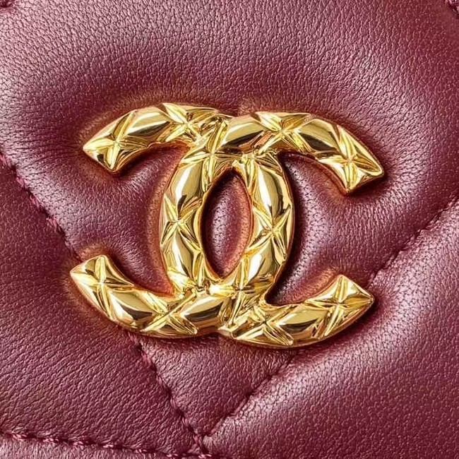 Chanel Flap Shoulder Bag mini Original leather AS2755 Wine