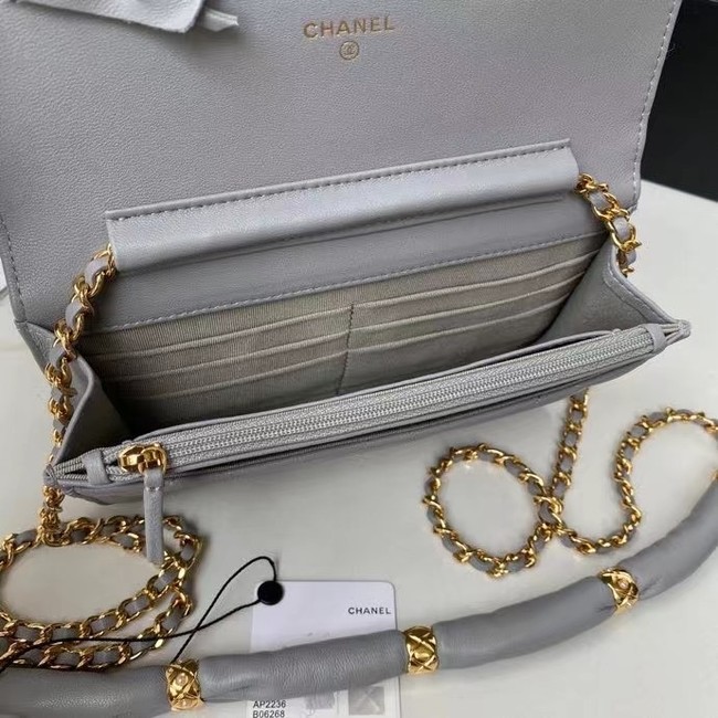 Chanel Flap Shoulder Bag mini Original leather AS2755 grey