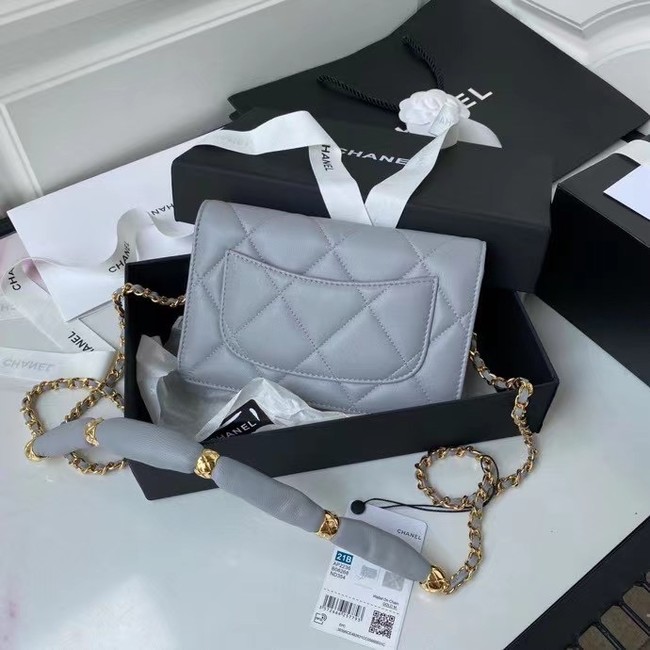 Chanel Flap Shoulder Bag mini Original leather AS2755 grey