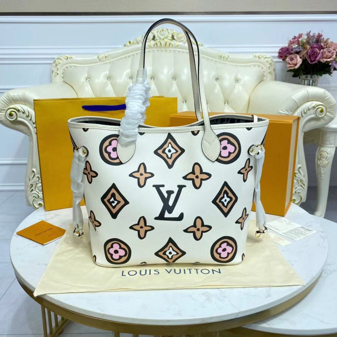 Louis Vuitton Monogram Canvas Neverfull MM M45818 White