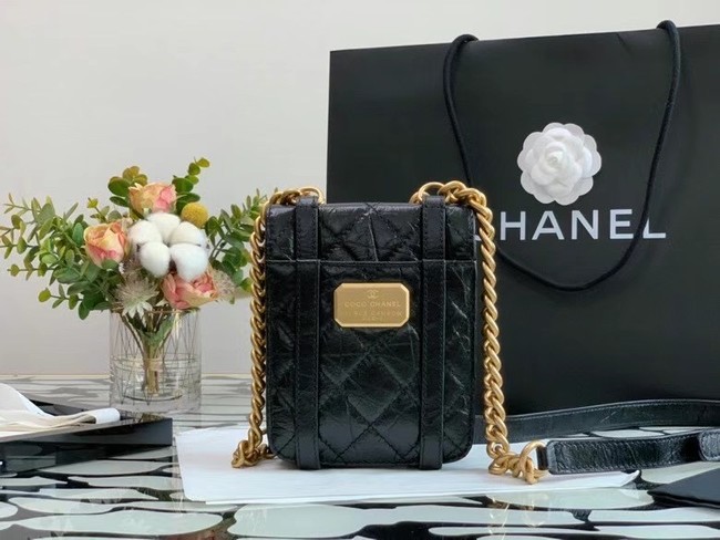 Chanel FLAP BAG Aged Calfskin & Gold-Tone Metal AS2695 Black