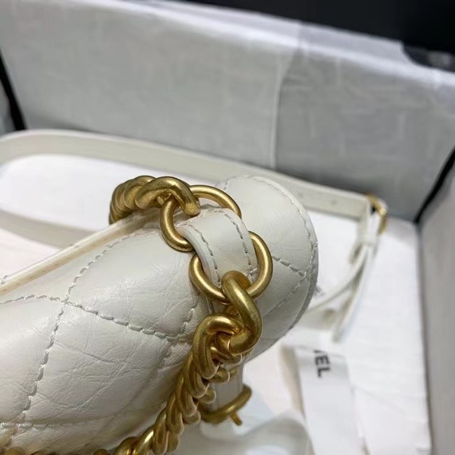 Chanel FLAP BAG Aged Calfskin & Gold-Tone Metal AS2695 white