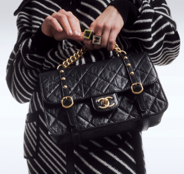 Chanel FLAP BAG Aged Calfskin & Gold-Tone Metal AS2696 Black