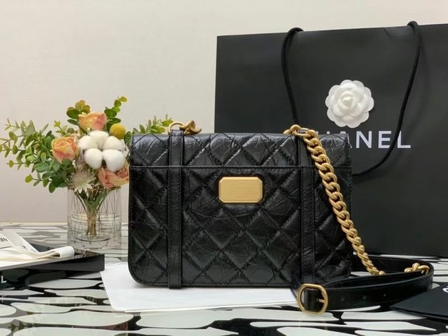 Chanel FLAP BAG Aged Calfskin & Gold-Tone Metal AS2696 Black