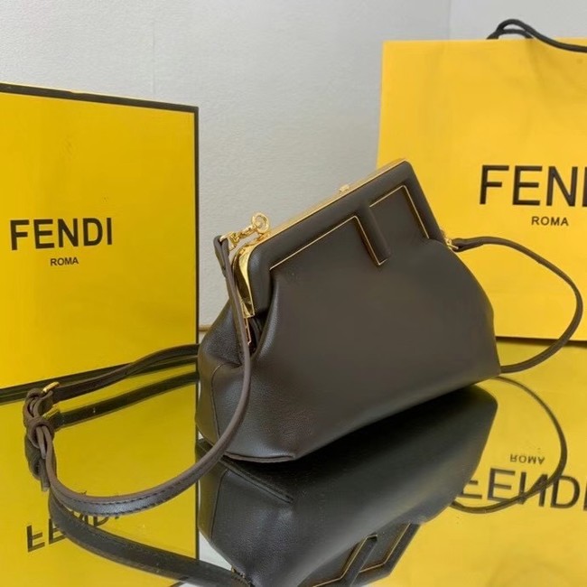 FENDI FIRST SMALL Dark brown leather bag 8BP129A