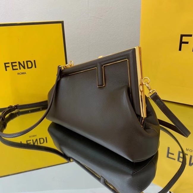 FENDI FIRST SMALL Dark brown leather bag 8BP129A