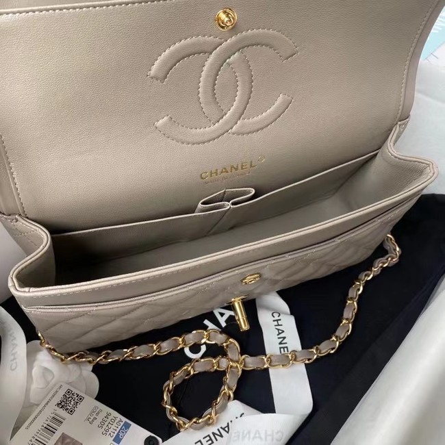 chanel classic handbag Lambskin & gold Metal A01112 grey