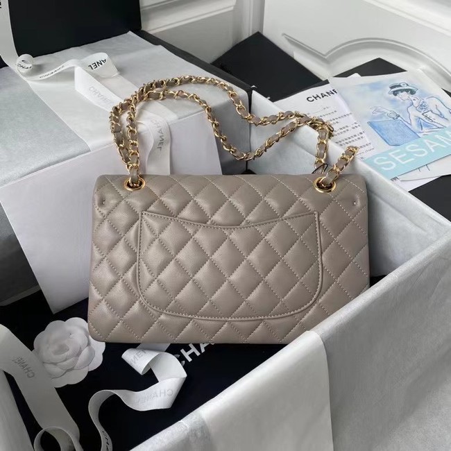 chanel classic handbag Lambskin & gold Metal A01112 grey