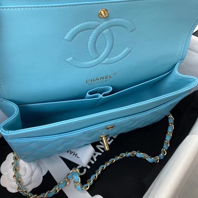 chanel classic handbag Lambskin & gold Metal A01112 light blue