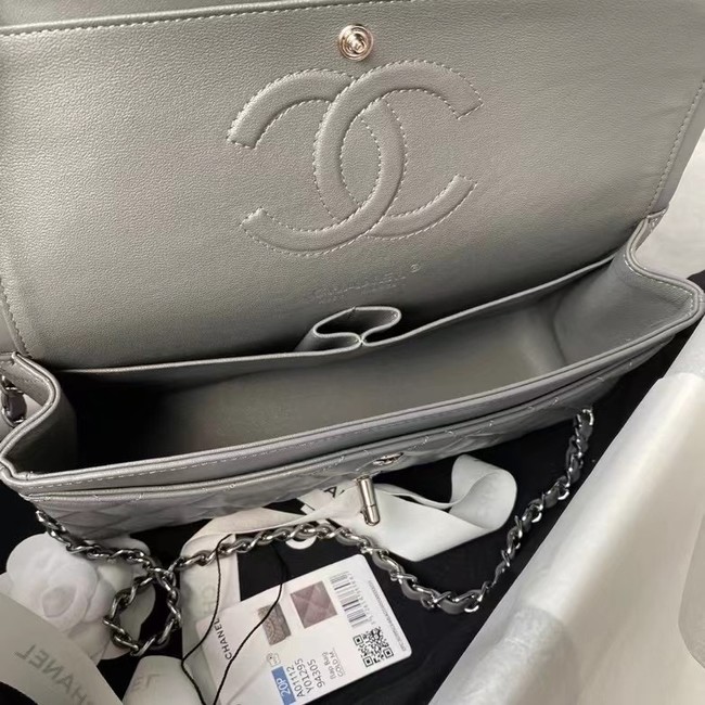 chanel classic handbag Lambskin & silver Metal A01112 dark grey