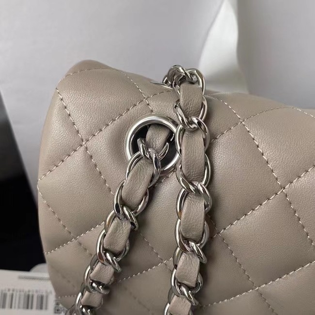 chanel classic handbag Lambskin & silver Metal A01112 grey