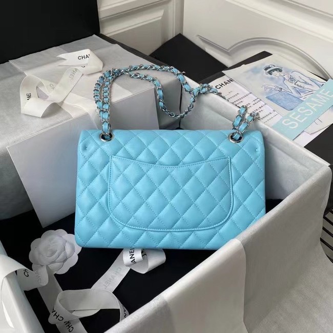 chanel classic handbag Lambskin & silver Metal A01112 light blue