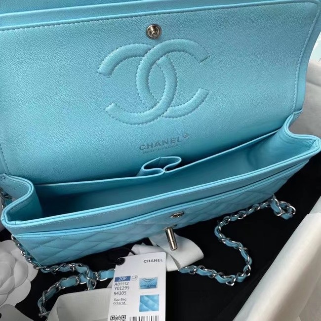 chanel classic handbag Lambskin & silver Metal A01112 light blue