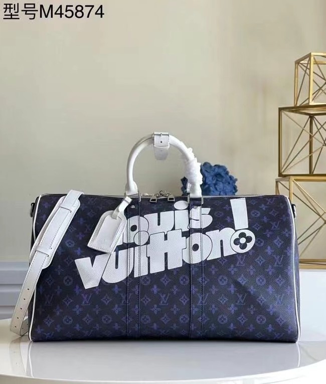 Louis Vuitton KEEPALL BANDOULIERE 55 M45874 Blue