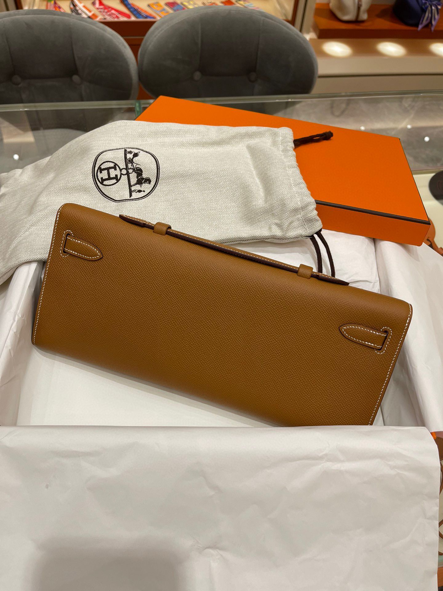 Hermes Kelly 31cm Clutch Original Epsom Leather KL31 Brown