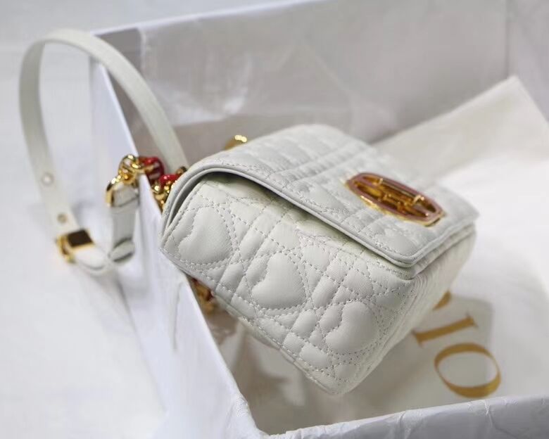 SMALL DIORAMOUR DIOR CARO BAG Latte Cannage Calfskin with Heart Motif M9241WN