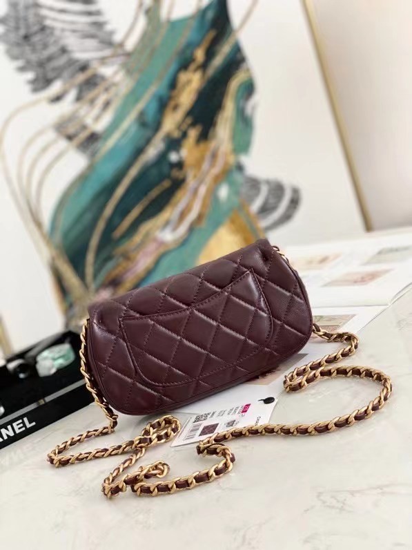 Chanel Small Flap Shoulder Bag Original leather AP2358 Wine