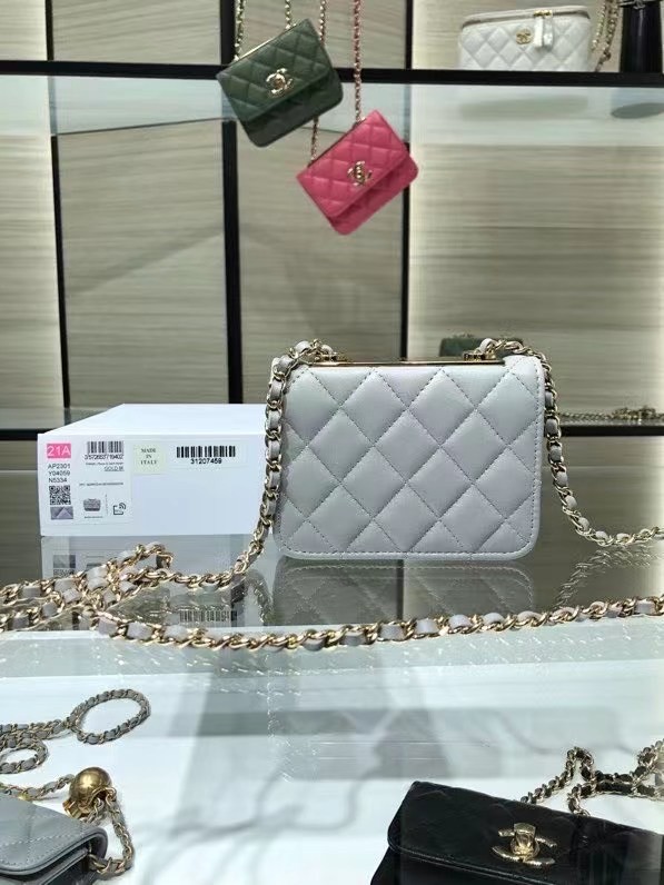 Chanel mini Flap Shoulder Bag Original leather AP2301 grey