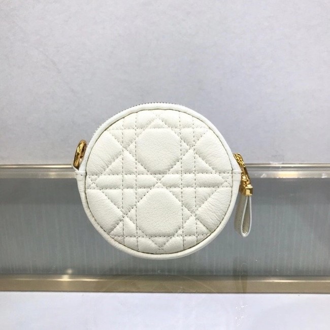 DETACHABLE DIOR CARO ROUND COIN PURSE S5035U white