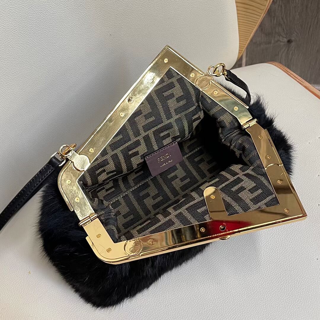 FENDI FIRST SMALL mink bag 8BP129A black